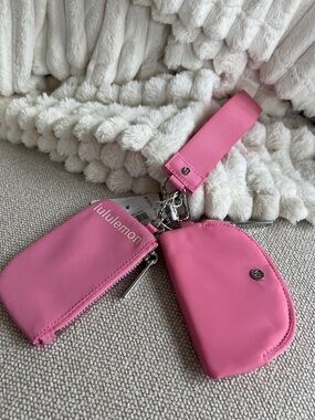 lululemon Pink Dual Pouch Wristlet with Silver Hardware